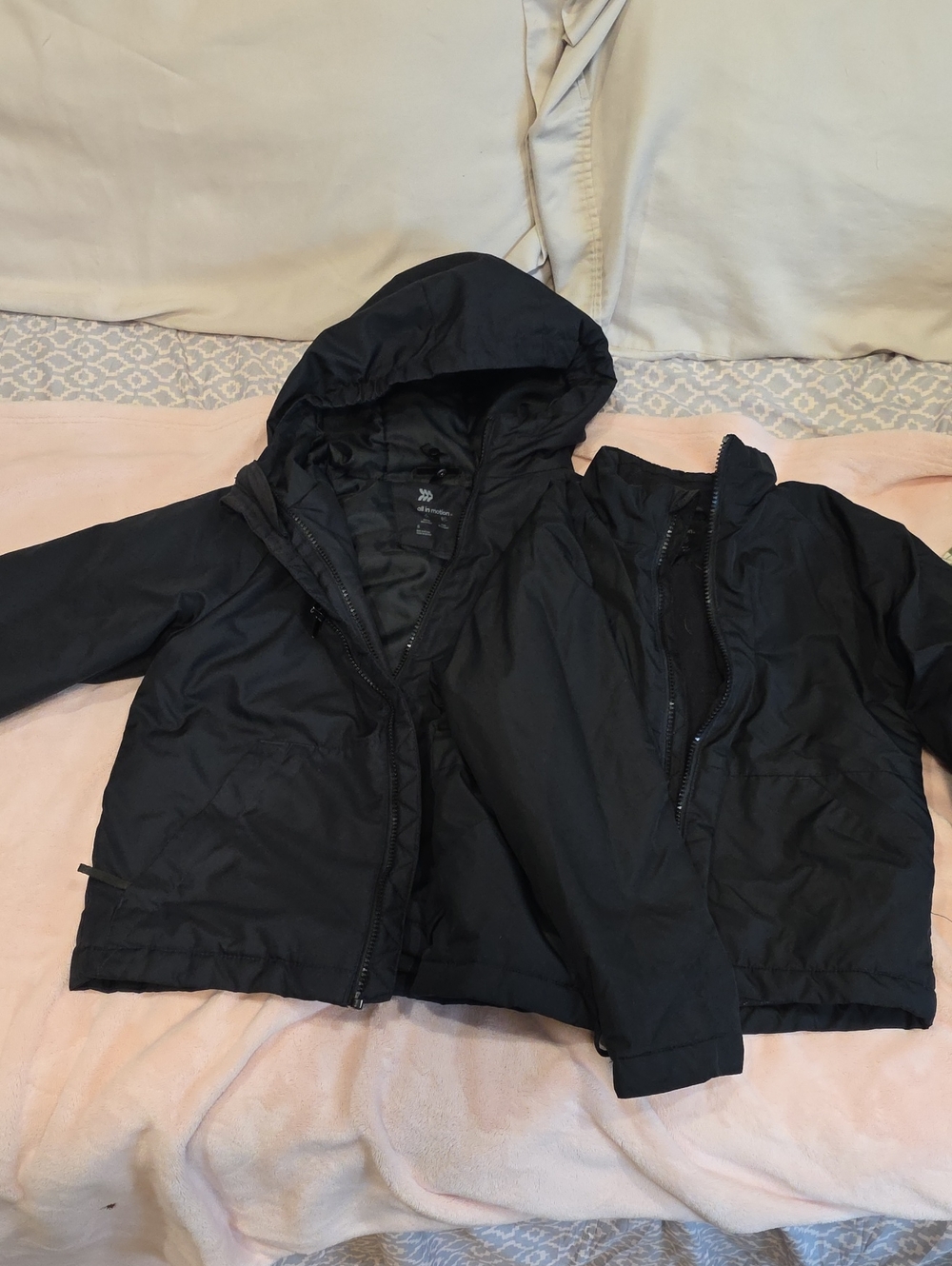 all in motion Kids Black Hooded 3 In 1 Puffer Jacket With Removable Inner Shell